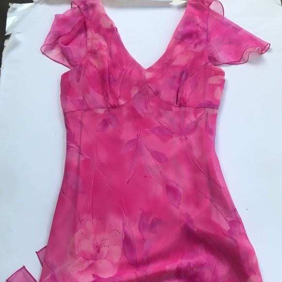 Vintage 90s Cap Sleeve Pink Midi Dress Rare Y2k Milkmaid Fairy Coquette Barbie M - Picture 9 of 17